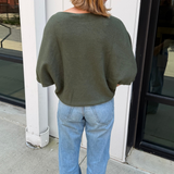 Mia Crewneck Batwing Sweater - Olive