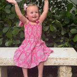 WeeLil Joy Bow Dress - Shells Bubblegum Hot Pink