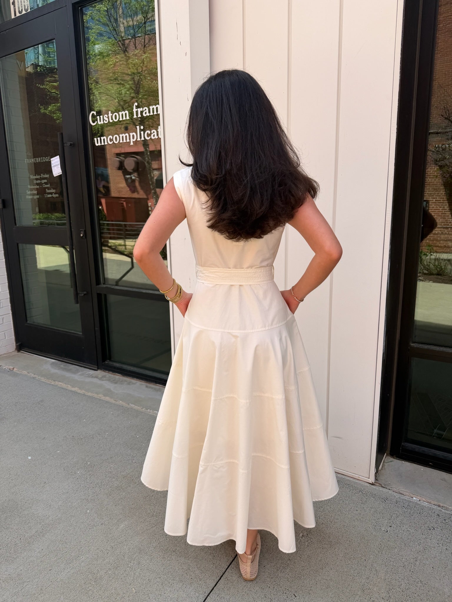 Kaleigh Belted Midi Dress - Milk White