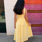 Spring Drop Waist Midi Dress - Pale Yellow