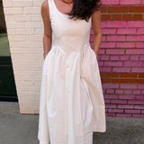 Spring Drop Waist Midi Dress - Off White
