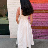 Spring Drop Waist Midi Dress - Off White