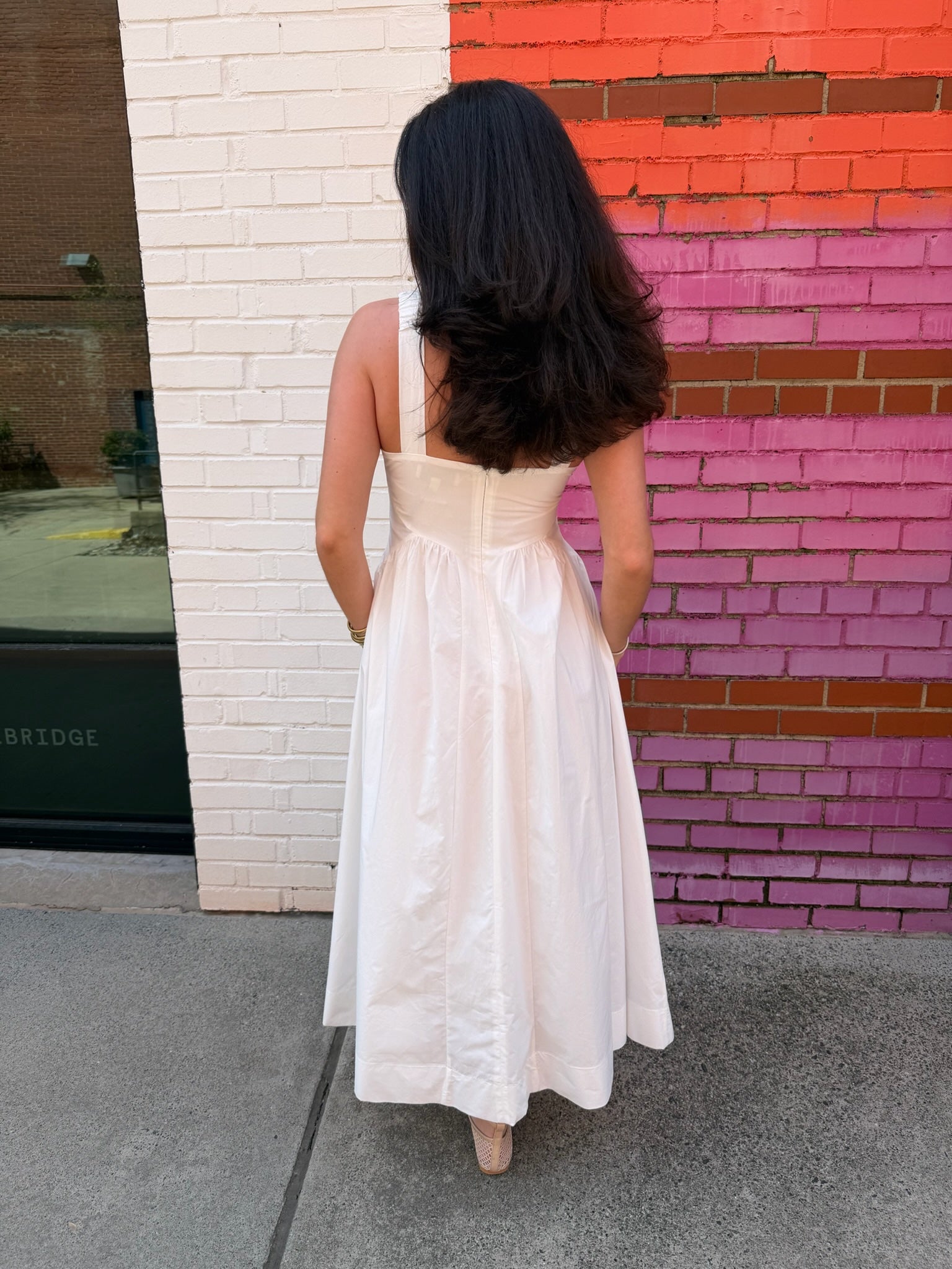 Spring Drop Waist Midi Dress - Off White