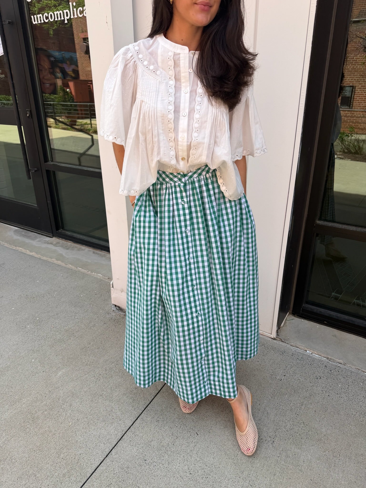 Scottie Gingham Maxi Skirt - Green