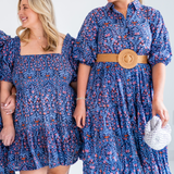 Taylor Collar Maxi Dress - Navy Multi Blossom