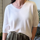 Vienna 3/4 Knit Top Classic - Ivory