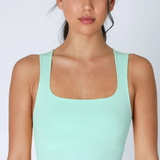 Sara Seamless Square Neck Top - Island Aqua